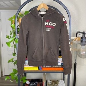 Vintage y2k Hollister California Hoodie Brown  Full Zip Size Juniors M Nostalgic